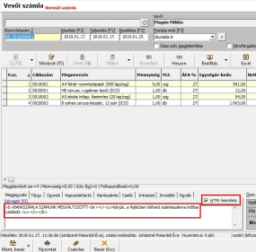 HTML megjegyzés bizonylaton 1